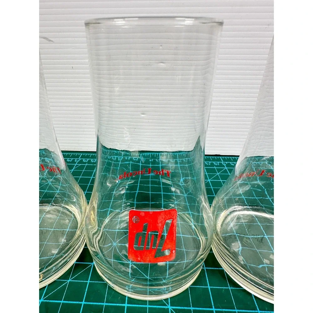 7 UP The Uncola Vintage Upside Down Drinking Glasses Set Of 3 Pilsner Glass